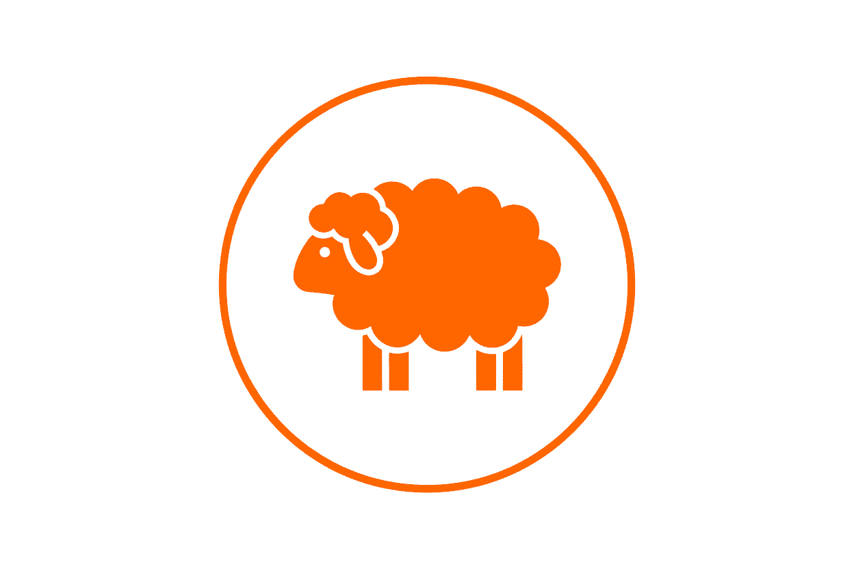 no a stylised sheep inside, also orange, not a drawn. more a 2D profile symbol